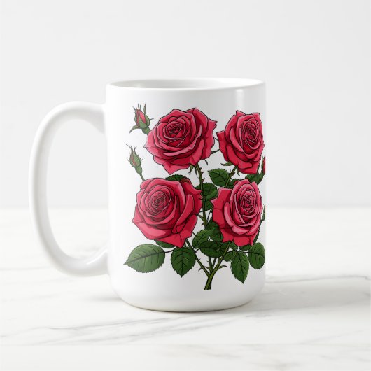 Vibrant Red And Pink Rose Bouquet With Green Leave Koffiemok (Links)