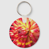 Vibrant Red Dahlia Flower Personalized Sleutelhanger (Achterkant)
