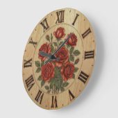 Vibrant Red Garden Flowers Wall Clock Grote Klok (Hoek)