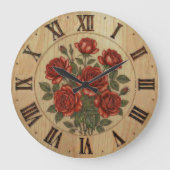 Vibrant Red Garden Flowers Wall Clock Grote Klok (Voorkant)