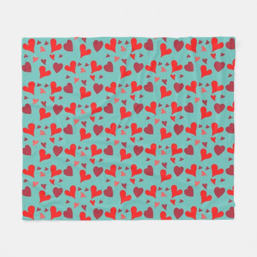 Vibrant red hearts background fleece deken (Voorkant (Horizontaal))