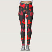 Vibrant red hearts background leggings (Voorkant)