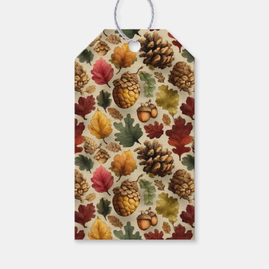 Vibrant Red Orange Pinecones Acorns Cadeaulabel (Voorkant)