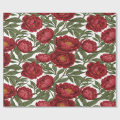 Vibrant Red Peony Collection Customizable Party Cadeaupapier (Vlak)