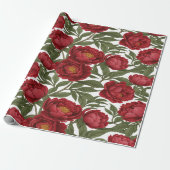 Vibrant Red Peony Collection Customizable Party Cadeaupapier (Uitgerold)