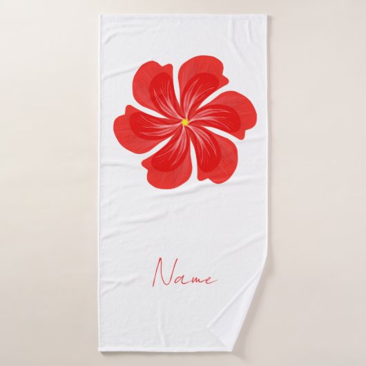 Vibrant Red Petal Bloom - Minimalist Floral Art (Serviette de bain)