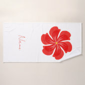 Vibrant Red Petal Bloom - Minimalist Floral Art (Serviette de bain)