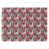 Vibrant Red Roses On A Metallic Silver Background  Tafelkleed (Voorkant (Horizontaal))