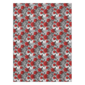 Vibrant Red Roses On A Metallic Silver Background  Tafelkleed (Voorkant)