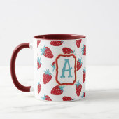 Vibrant Red Strawberry Pattern Ceramic Coffee Mug (Gauche)
