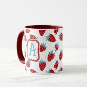 Vibrant Red Strawberry Pattern Ceramic Coffee Mug (Devant gauche)