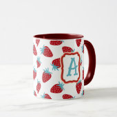 Vibrant Red Strawberry Pattern Ceramic Coffee Mug (Devant droit)