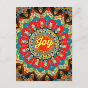Vibrant Red Yellow Kaleidoscope "Joy"-ontwerp Briefkaart