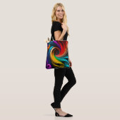 Vibrant regenboogkleurig abstract ontwerp draagtas (Op model)