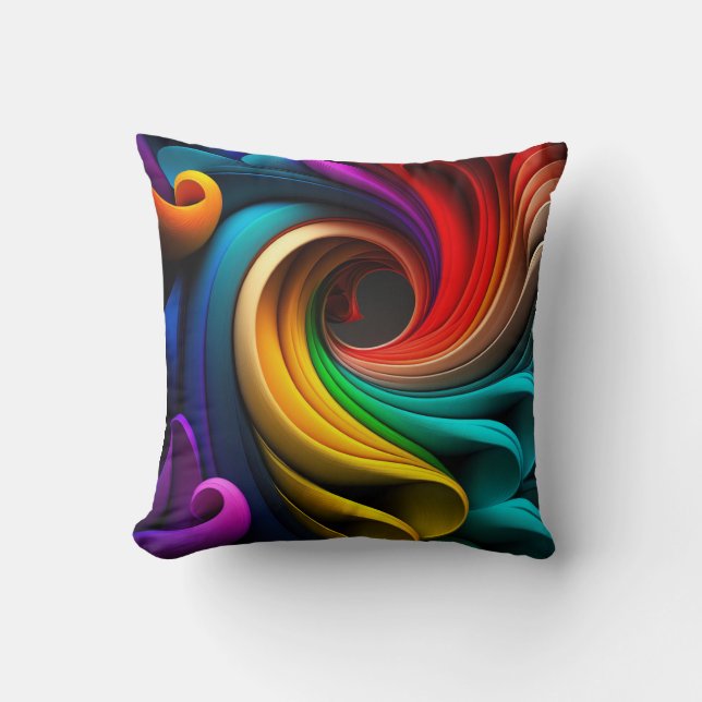 Vibrant regenboogkleurig abstract ontwerp kussen (Voorkant)