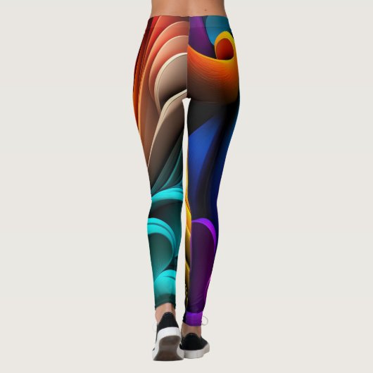 Vibrant regenboogkleurig abstract ontwerp leggings (Achterkant)
