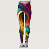 Vibrant regenboogkleurig abstract ontwerp leggings (Voorkant)