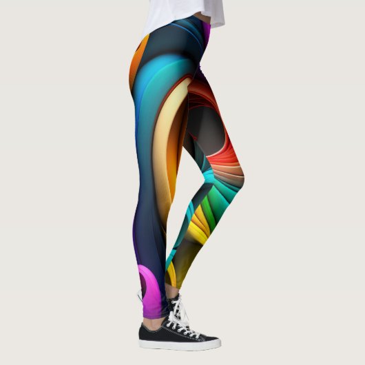 Vibrant regenboogkleurig abstract ontwerp leggings (Rechts)