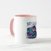 Vibrant Retro 90s Cat Hacker Mug (Devant gauche)