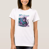 Vibrant Retro 90s Cat Hacker T-Shirt (Devant)