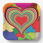 Vibrant Retro Hearts Papieren Bordje (Voorkant)