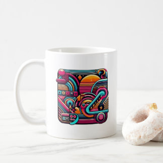 "Vibrant Retro Neon geometrisch" Koffiemok