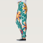 Vibrant Retro Starburst Geometric Pattern Leggings (Gauche)
