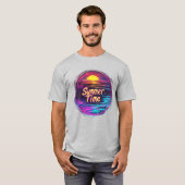 Vibrant Retro “Summer Time” Sunset T-Shirt (Devant entier)
