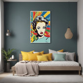 Vibrant Retro Vrouw Pop Art Portret Poster Perfect Poster