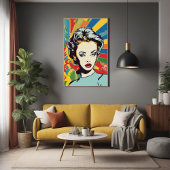 Vibrant Retro Vrouw Pop Art Portret Poster Perfect Poster