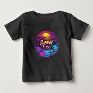 Vibrant Retro "Zomer Tijd" Sunset T-shirt