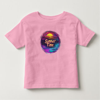 Vibrant Retro "Zomer Tijd" Sunset T-shirt