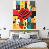 Vibrant Rose in Abstract Cityscape Canvas Afdruk (Insitu (Slaapkamer))