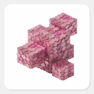 Vibrant Rose PINK COIN BLOCKS Autocollant Art