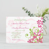 Vibrant rose vert blanc Faire-part de mariage flor (Debout devant)