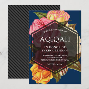 Vibrant Roses Boeket Geometrische Aqeeqah Aqiqah Kaart
