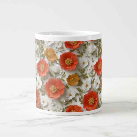 Vibrant Rouge et blanc Pavot floral spécialité Mug (Devant)