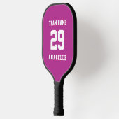 Vibrant roze Athletic Team Name Jersey Number Text Pickleball Paddle (Links)