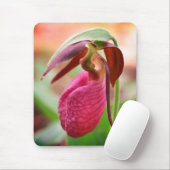 Vibrant roze dame Slipper Orchid Flower Muismat (Met muis)