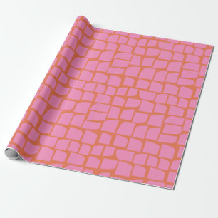 Vibrant roze en Oranje Abstracte geometrische vorm Cadeaupapier