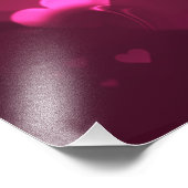 Vibrant roze en Red Bokeh Hearts of Love Foto Afdruk (Hoek)