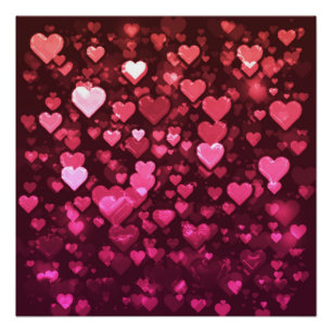 Vibrant roze en Red Bokeh Hearts of Love Perfect Poster