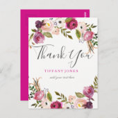 Vibrant roze flesje bedankt briefkaart (Voorkant / Achterkant)