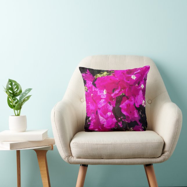 Vibrant Roze Floral Kussen (Stoel)