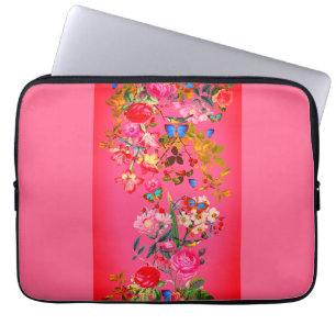 Vibrant Roze  Roos Dopende buitenkant Laptop Sleeve