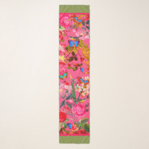 Vibrant Roze  Roos Garden Chiffon Scarf