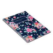 Vibrant roze rozen  flessenpatroon notitieboek (Rechterzijde)