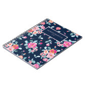 Vibrant roze rozen  flessenpatroon notitieboek (Linkerzijde)