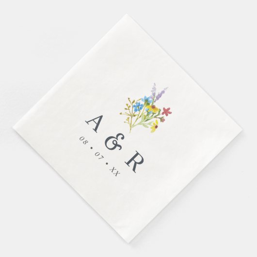 Vibrant Rustic Wildflower WeddenMonogram Servet (Hoek)