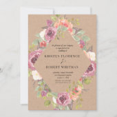 Vibrant Rustique Floral Kraft Faire-part de mariag (Devant)